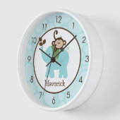 Elephant und Affenjungle Kinder Kinderzimmer Wall Uhr (Winkel)