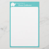 Elephant und Aqua Personalisiert Briefpapier (Vorderseite)