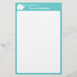 Elephant und Aqua Personalisiert Briefpapier