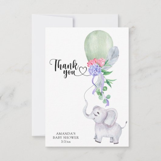 Elephant und Ballon Danke (Vorderseite)