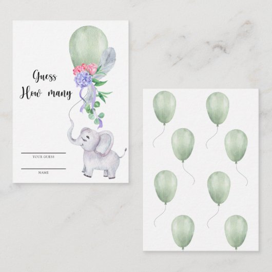 Elephant und Balloon Gucken Sie, wie viele Begleitkarte (Vorne/Hinten)