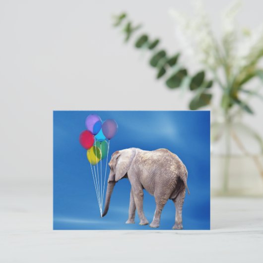 Elephant und Balloons Postkarte (Stehend Vorderseite)