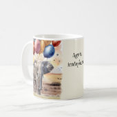 Elephant und Balloons spielen auf Words Funny Birt Kaffeetasse (Vorderseite Links)