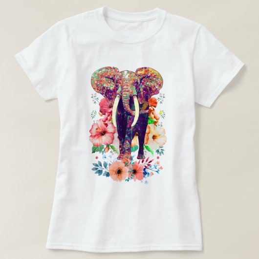 Elephant und Blume T - Shirt (Design vorne)