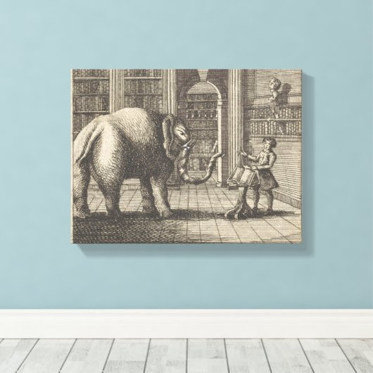Elephant und Buchhändler, anonym Leinwanddruck (Insitu (Holzboden))