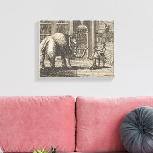 Elephant und Buchhändler, anonym Leinwanddruck (Insitu (Wohnzimmer))