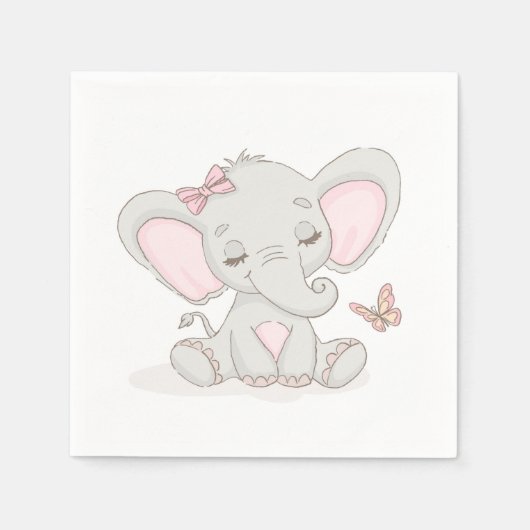 Elephant und Butterfly Zebra Napkins Serviette (Vorderseite)