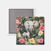 Elephant und Calf Hibiskus Blume Magnet (Vorderseite/Rückseite)