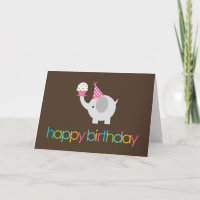 Elephant und Cupcake Geburtstagskarten