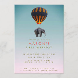 Elephant und Heißluftballon| Geburtstagspartei Einladung