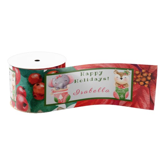 Elephant und Hirsch Anpassen von Text und Namen Ripsband (Spule)