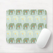 Elephant und Mandala in Light Green Mousepad (Mit Mouse)