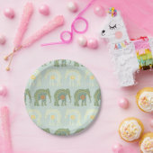 Elephant und Mandala in Light Green Pappteller (Party)