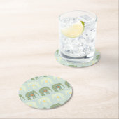 Elephant und Mandala in Light Green Runder Pappuntersetzer (Vor Ort)