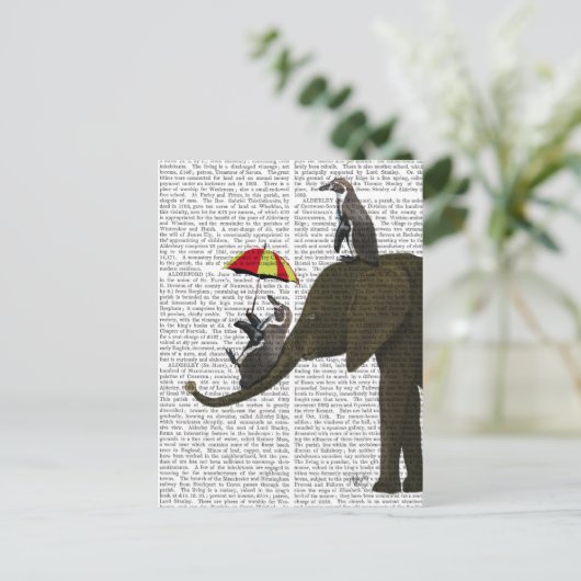 Elephant und Pinguin Postkarte (Stehend Vorderseite)
