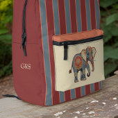 Elephant und trostlos blaue rote Streifen mit Mono Bedruckter Rucksack