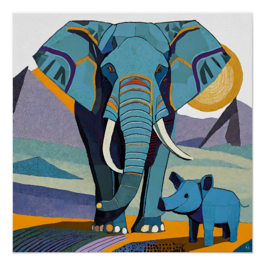 Elephant und Warthog-Glossy-Poster Poster (Vorderseite)