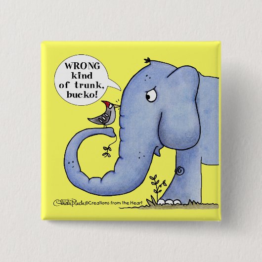 Elephant und Woodpecker-Missverständnis Button (Vorderseite)