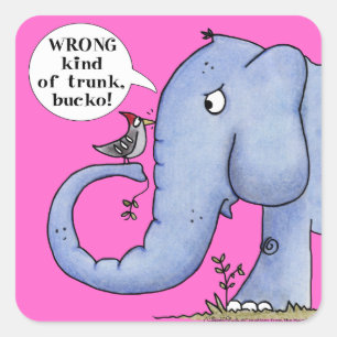 Elephant und Woodpecker-Missverständnis Quadratischer Aufkleber