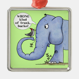Elephant und Woodpecker-Missverständnis Silbernes Ornament