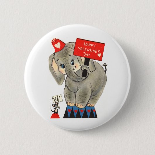 Elephant Valentine Card Button (Vorderseite)