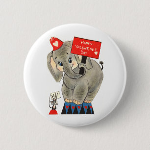 Elephant Valentine Card Button