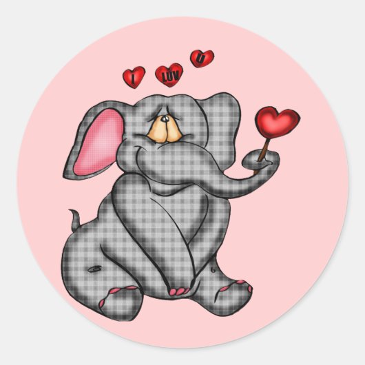Elephant Valentine T - Shirt und Geschenke Runder Aufkleber (Vorderseite)