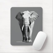 Elephant Vector Art Illustration Schwarz-Weiß Mousepad (Mit Mouse)