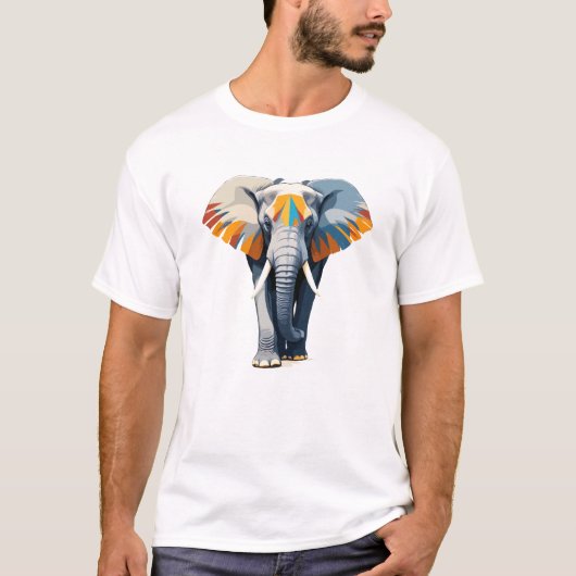 Elephant Vector Art mit lebhaften Farben T-Shirt (Vorderseite)
