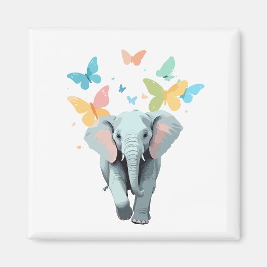 Elephant Vector Painting Adorable Fun Animal Play Magnet (Vorne)