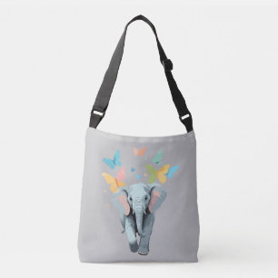 Elephant Vector Painting Adorable Fun Animal Play Tragetaschen Mit Langen Trägern