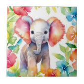 Elephant Vibrany Watercolor Fliese (Vorderseite)