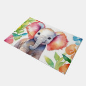 Elephant Vibrany Watercolor Fußmatte (Schrägansicht)