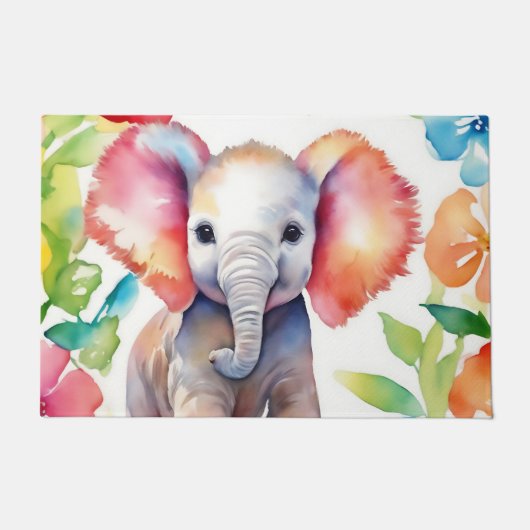 Elephant Vibrany Watercolor Fußmatte (Vorderseite)