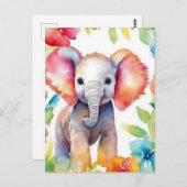 Elephant Vibrany Watercolor Postkarte (Vorne/Hinten)