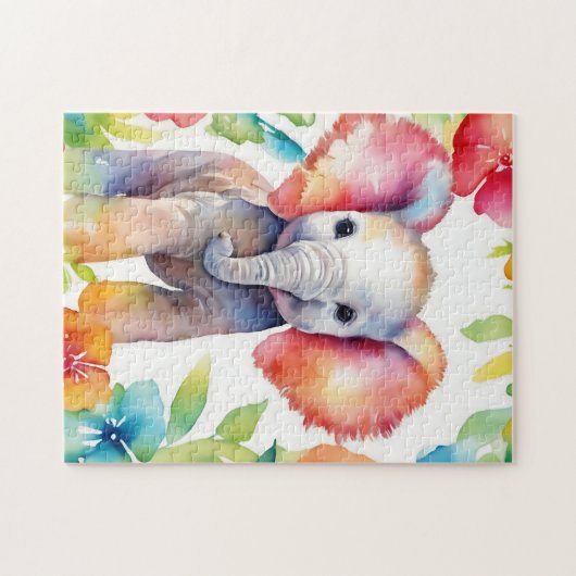 Elephant Vibrany Watercolor Puzzle (Horizontal)