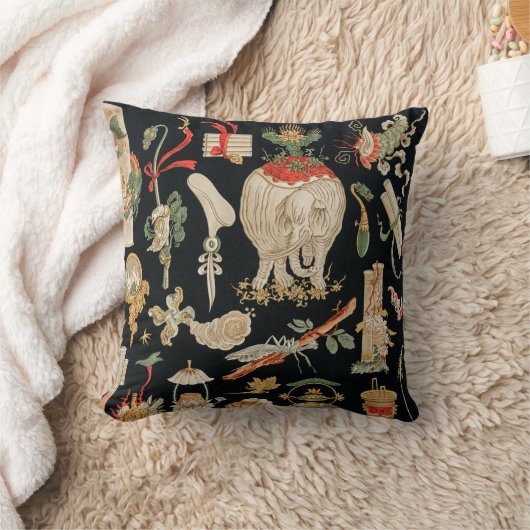 Elephant Vintag Black Red Kissen (Decke)