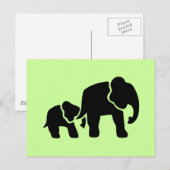Elephant Vintage Holzgravur Postkarte (Vorne/Hinten)