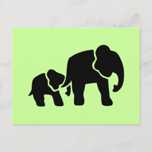 Elephant Vintage Holzgravur Postkarte