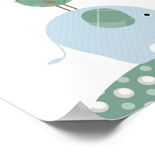 Elephant Vogel Kinderzimmer Art Poster (Ecke)