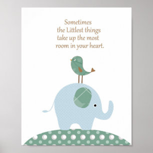 Elephant Vogel Kinderzimmer Art Poster