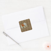 Elephant Walk Monogram Cheetah ID390 Quadratischer Aufkleber (Umschlag)