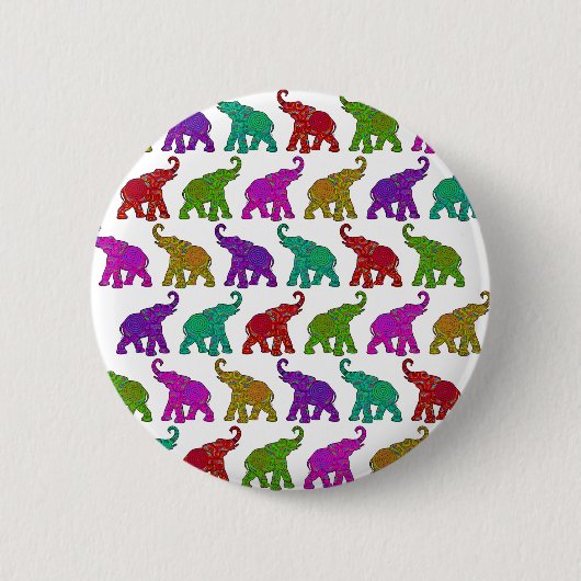 Elephant Walk Muster Fliesen Design Button (Vorderseite)