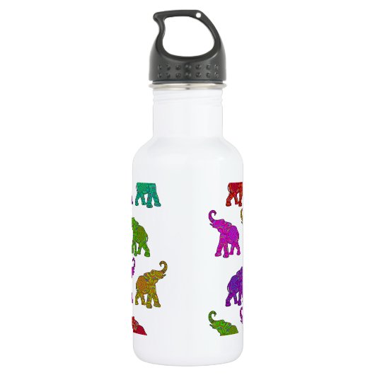 Elephant Walk Muster Fliesen Design Edelstahlflasche (Rückseite)