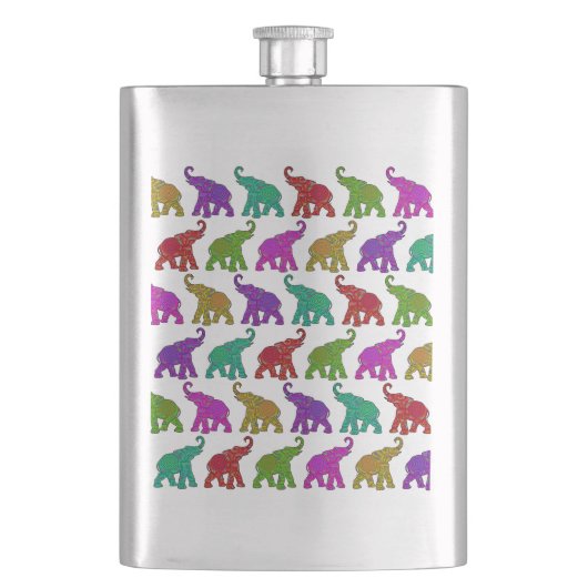 Elephant Walk Muster Fliesen Design Flachmann (Vorderseite)