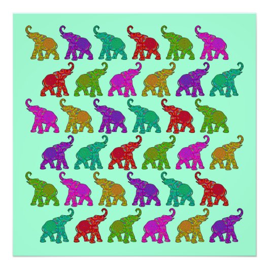 Elephant Walk Muster Fliesen Design Fotodruck (Vorne)