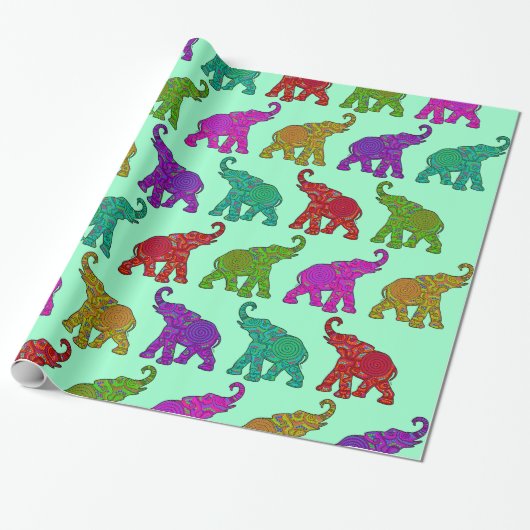 Elephant Walk Muster Fliesen Design Geschenkpapier (Ungerollt)
