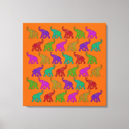 Elephant Walk Muster Fliesen Design Leinwanddruck (Vorderseite)