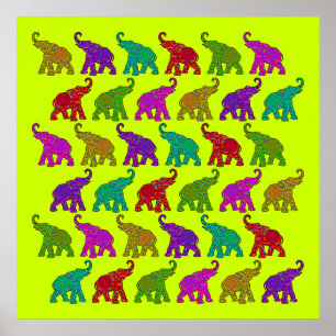 Elephant Walk Muster Fliesen Design Poster