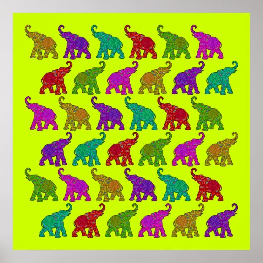 Elephant Walk Muster Fliesen Design Poster (Vorne)